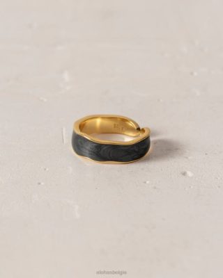 Alohas Belgie | Alohas ABEAM - Zwarte en gouden ring vrouwen Z22T1106 zwart