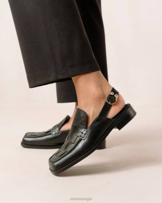 Alohas Belgie | Alohas Abe gevlochten - zwarte lederen loafers vrouwen Z22T307 zwart