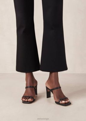 Alohas Belgie | Alohas Cannes - Zwarte lederen sandalen vrouwen Z22T161 zwart