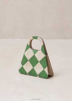 Alohas Belgie | Alohas De a scacchi - witte en groene geruite handtas vrouwen Z22T1101 Scacchi ivoor groenblijvend