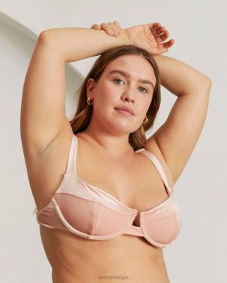 Alohas Belgie | Alohas De lus - roze fluwelen bikini -top vrouwen Z22T824 fluweel lichtroze
