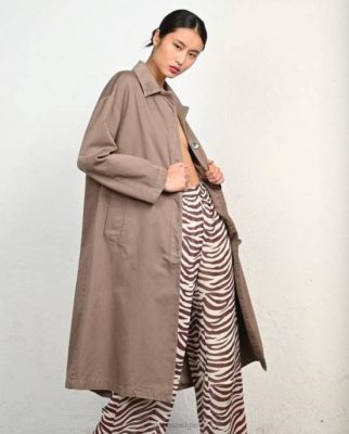 Alohas Belgie | Alohas Flash - bruine katoenen jas vrouwen Z22T1007 nootmuskaatbruin