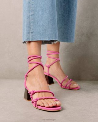 Alohas Belgie | Alohas Goldie - roze lederen sandalen vrouwen Z22T243 magenta