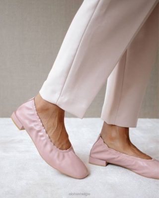 Alohas Belgie | Alohas Habibi - roze lederen flats vrouwen Z22T525 Himalaya roze