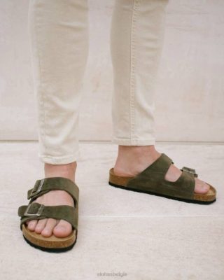 Alohas Belgie | Alohas Homey riem - groen lederen sandalen vrouwen Z22T563