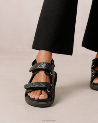 Alohas Belgie | Alohas Hook -lus - Black lederen sandalen vrouwen Z22T235 zwart