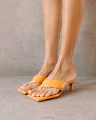 Alohas Belgie | Alohas Jolla - Oranje vegan lederen sandalen vrouwen Z22T499 kruidig ​​oranje