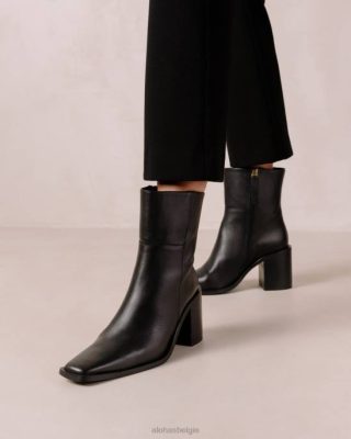 Alohas Belgie | Alohas Julie - zwarte lederen laarzen vrouwen Z22T581 zwart