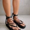 Alohas Belgie | Alohas Jungle - Zwarte lederen sandalen vrouwen Z22T439 zwart