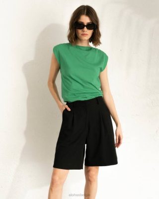 Alohas Belgie | Alohas Kalm - groene katoenen top vrouwen Z22T788 groenblijvend