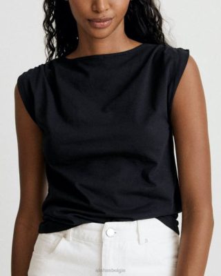 Alohas Belgie | Alohas Kalm - zwarte katoenen top vrouwen Z22T785 zwart