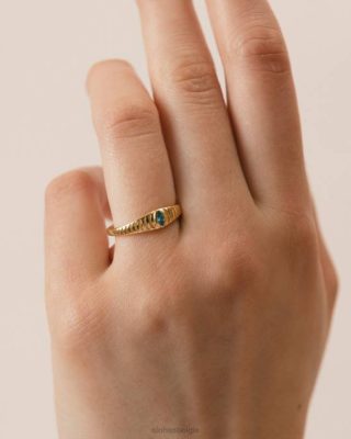 Alohas Belgie | Alohas Kurkuma - gouden en blauwe ring vrouwen Z22T1121 blauw