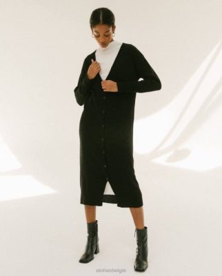 Alohas Belgie | Alohas PURTUIT - Black Gebreide vest vrouwen Z22T717 zwart