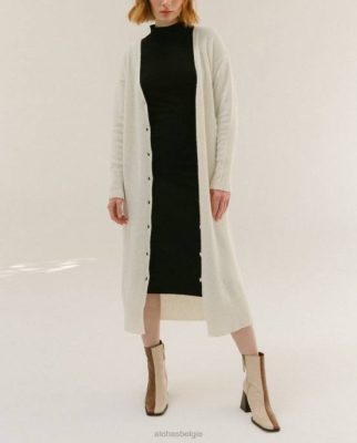 Alohas Belgie | Alohas PURTUIT - Wit gebreide vest vrouwen Z22T716 ivoor