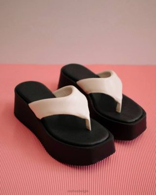 Alohas Belgie | Alohas Pannenkoek - witte vegan lederen sandalen vrouwen Z22T261 warm wit