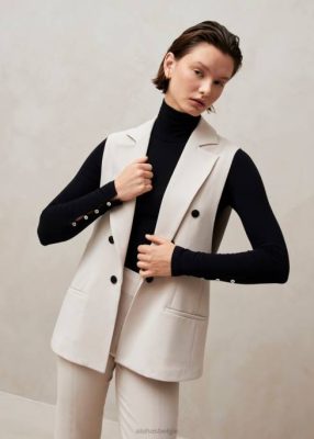 Alohas Belgie | Alohas Piera - Beige mouwloze blazer vrouwen Z22T697 beige