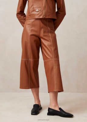 Alohas Belgie | Alohas Rennes - Bruine lederen broek vrouwen Z22T1019 kameel