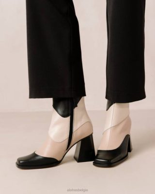 Alohas Belgie | Alohas South Patchwork - Zwart en beige lederen laarzen vrouwen Z22T207 caleidoscoop zwart