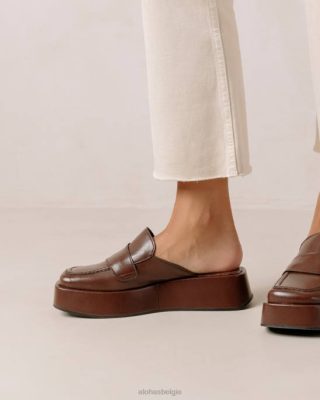 Alohas Belgie | Alohas Tempera - donkerbruine vegan lederen loafers vrouwen Z22T313 Umber Brown