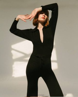 Alohas Belgie | Alohas Tijdlijn - Black Knit Jumpsuit vrouwen Z22T809 zwart