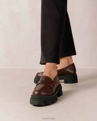 Alohas Belgie | Alohas Trailblazer - donkerbruine lederen loafers vrouwen Z22T27 Koffiebruin