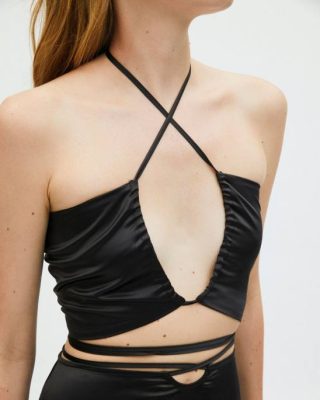 Alohas Belgie | Alohas Twirl - Black Satin Top vrouwen Z22T961 zwart