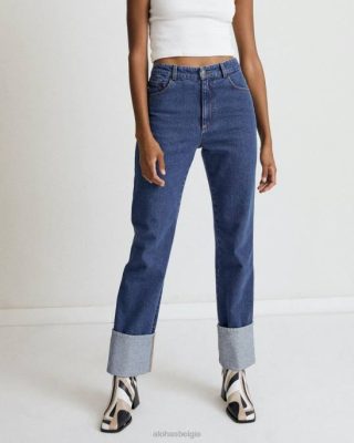 Alohas Belgie | Alohas Zondag - blauwe katoenen jeans vrouwen Z22T995 blauw