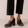 Alohas Belgie | Alohas druk - zwarte lederen loafers vrouwen Z22T389 zwart