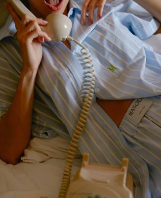 Alohas Belgie | Alohas gestreepte - blauwe katoenen pyjama vrouwen Z22T758