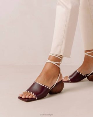 Alohas Belgie | Alohas kitty - rode lederen sandalen vrouwen Z22T373 Wine Bourgondië
