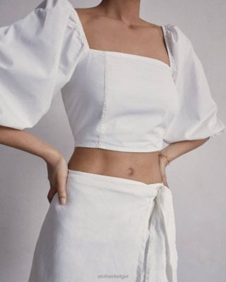 Alohas Belgie | Alohas kunstenaar - witte katoenen top vrouwen Z22T854 wit