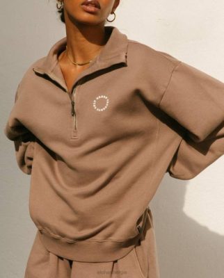 Alohas Belgie | Alohas macchiato - bruine katoenen top vrouwen Z22T922 nootmuskaatbruin