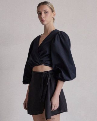 Alohas Belgie | Alohas oogverblindend - zwarte katoenen top vrouwen Z22T739 zwart