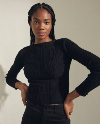 Alohas Belgie | Alohas tabloid - zwart gebreide top vrouwen Z22T733 zwart