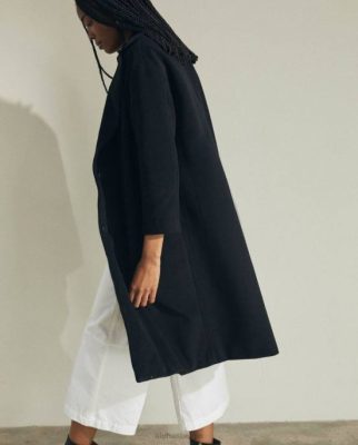 Alohas Belgie | Alohas verleiding - zwarte wollen jas vrouwen Z22T883 zwart