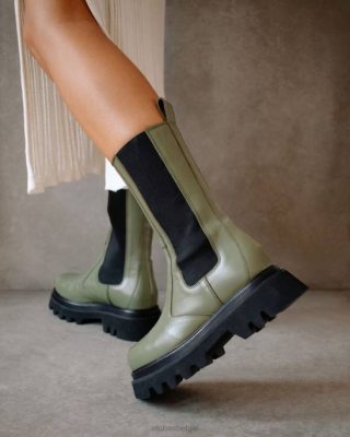 Alohas Schoenen | Alohas All Rounder - Groene lederen laarzen vrouwen Z22T358 stoffige olijf