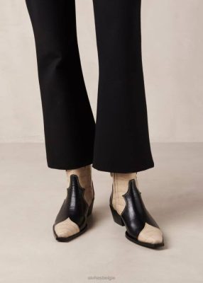 Alohas Schoenen | Alohas Buffalo - zwart -witte lederen laarzen vrouwen Z22T378 Croco zwart wit