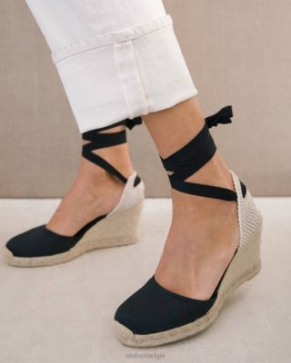 Alohas Schoenen | Alohas Clara overdag - Black Canvas Espadrilles vrouwen Z22T438 zwart