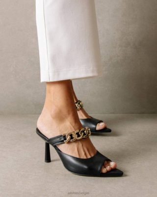 Alohas Schoenen | Alohas Daisy - zwarte lederen muildieren vrouwen Z22T536 zwart