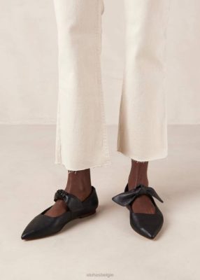 Alohas Schoenen | Alohas Fossiel - Black Leather Ballet Flats vrouwen Z22T290 zwart