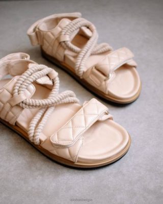 Alohas Schoenen | Alohas Hook -lus gevlochten - beige lederen sandalen vrouwen Z22T238 Gevlochten stenen beige