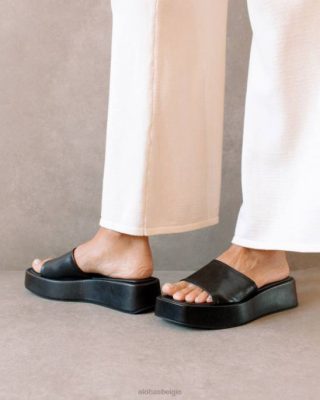 Alohas Schoenen | Alohas Janice - Zwart veganistisch leren sandalen vrouwen Z22T404 zwart