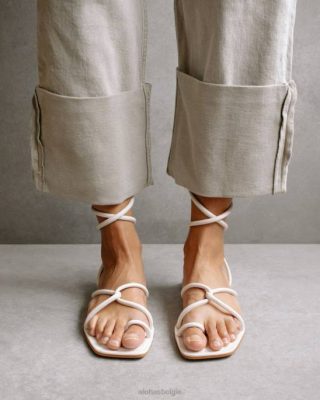Alohas Schoenen | Alohas Lag het omhoog - witte lederen sandalen vrouwen Z22T482 ivoor