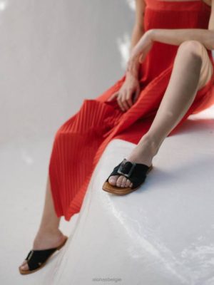 Alohas Schoenen | Alohas Samba - Zwarte lederen flats vrouwen Z22T542 zwart