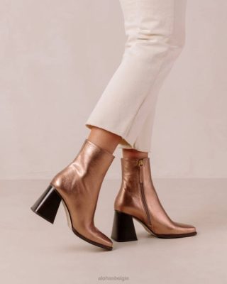 Alohas Schoenen | Alohas South Shimmer - Metallic lederen laarzen vrouwen Z22T192 glans kwarts roze