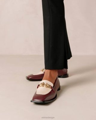 Alohas Schoenen | Alohas Spotlight - Witte en rode lederen loafers vrouwen Z22T418 bordeaux