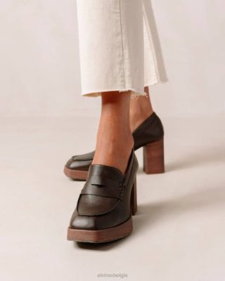 Alohas Schoenen | Alohas druk - bruine vegan lederen loafers vrouwen Z22T390 maïs koffie bruin