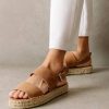 Alohas Schoenen | Alohas dubbele riem - bruin lederen espadrilles vrouwen Z22T328 kameel