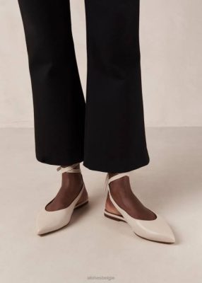 Alohas Schoenen | Alohas lint - witte lederen balletflats vrouwen Z22T310 room