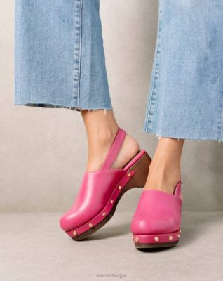 Alohas Schoenen | Alohas vinyl - roze lederen klompen vrouwen Z22T422 magenta